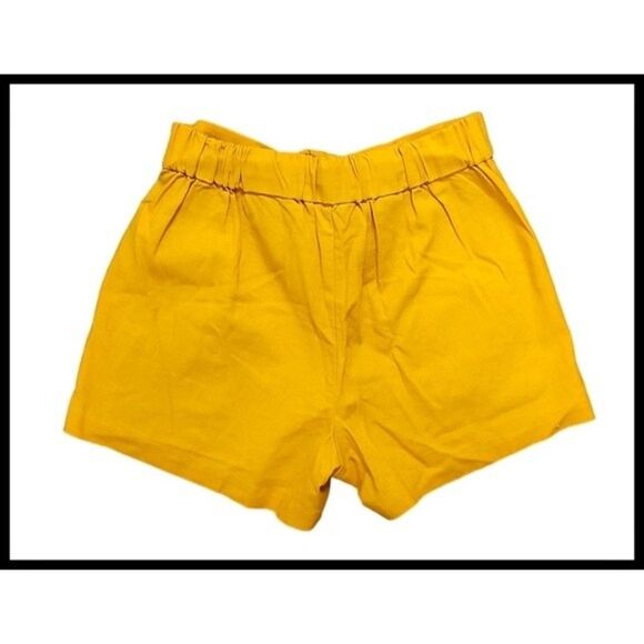 NWT J Crew Factory Linen Blend Shorts Belted Pockets Mustard Yellow Gold 8 NEW - Picture 3 of 7